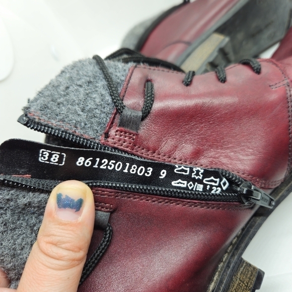 Remonte dark red leather ankle boots with gray collar EU 38 - Picture 10 of 14